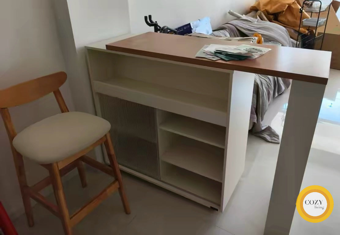 𝐍𝐨𝐫𝐝𝐢𝐜 實木伸縮餐枱吧枱 連餐邊櫃