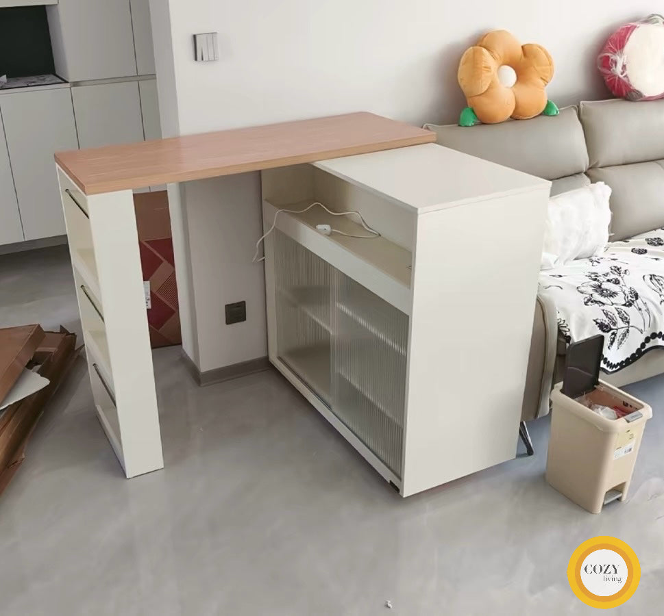 𝐍𝐨𝐫𝐝𝐢𝐜 實木伸縮餐枱吧枱 連餐邊櫃