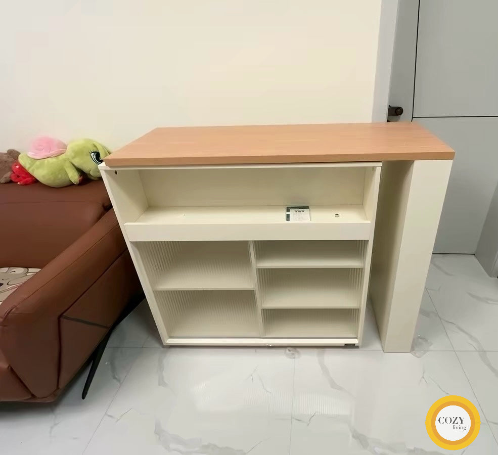 𝐍𝐨𝐫𝐝𝐢𝐜 實木伸縮餐枱吧枱 連餐邊櫃