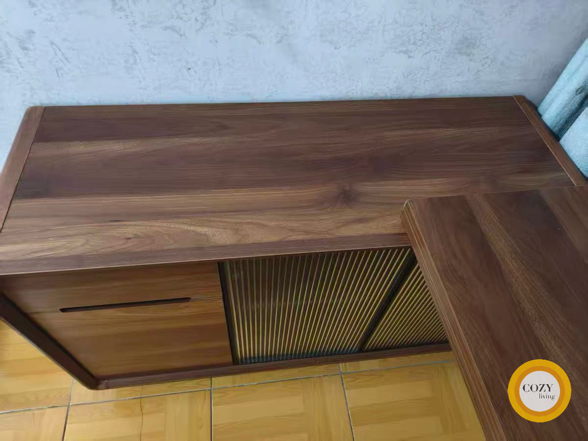 𝐑𝐮𝐬𝐭𝐢𝐜𝐄𝐫𝐚 實木可伸縮餐邊櫃連餐枱