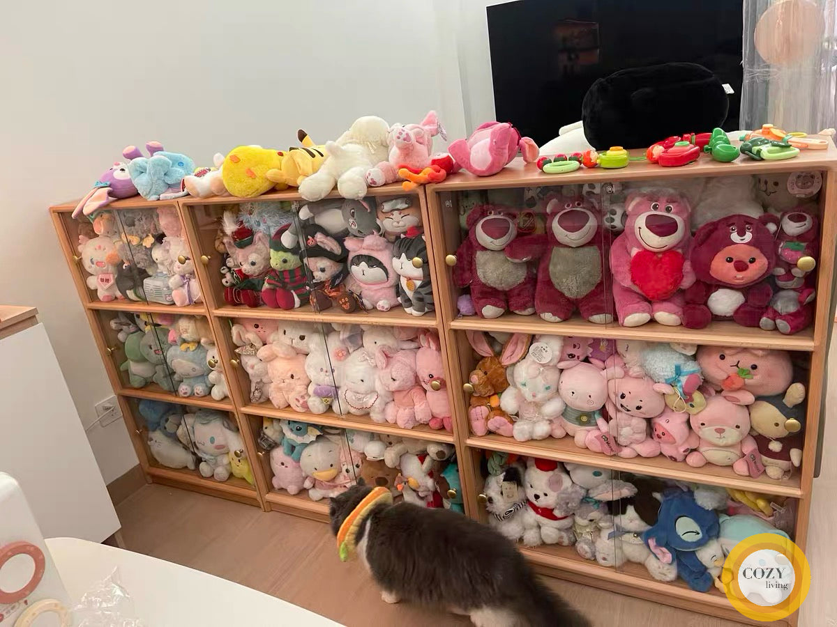 静かな角－實木玻璃展示櫃書櫃