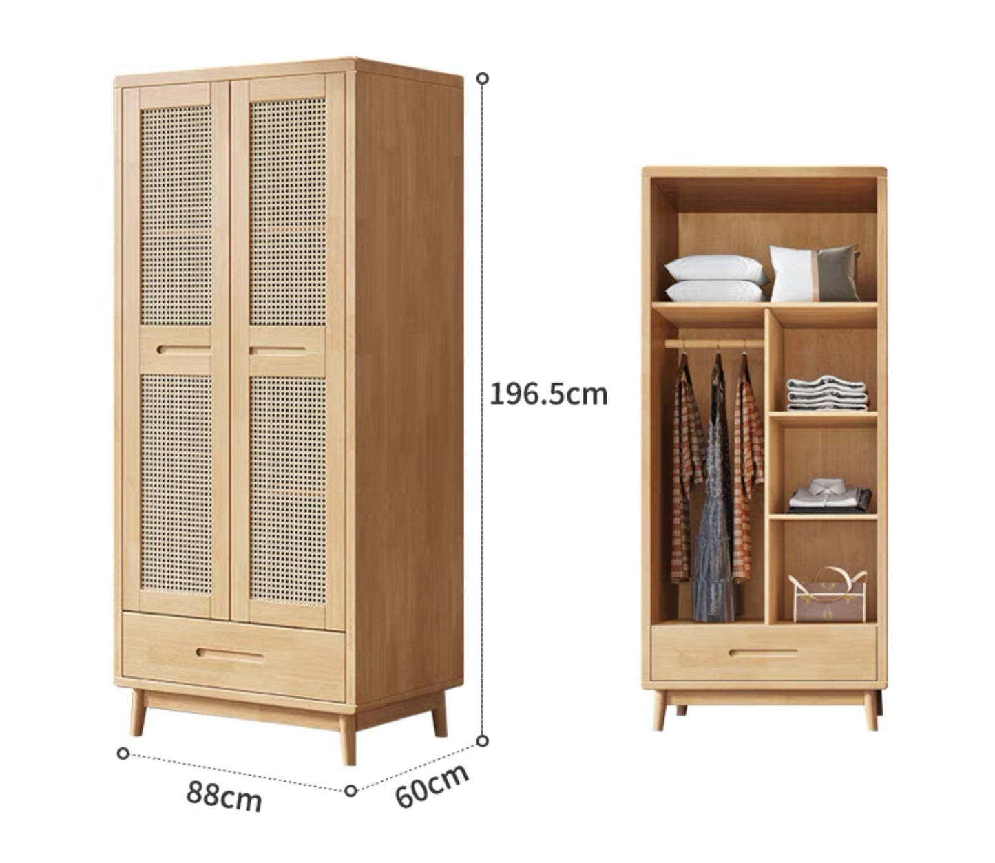 QS-11 rattan wardrobe with drawers 