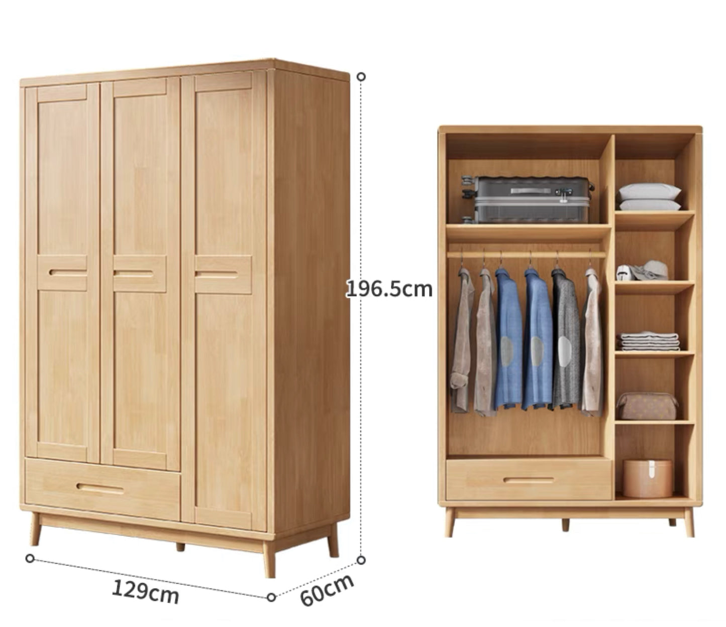 QS-11 rattan wardrobe with drawers 