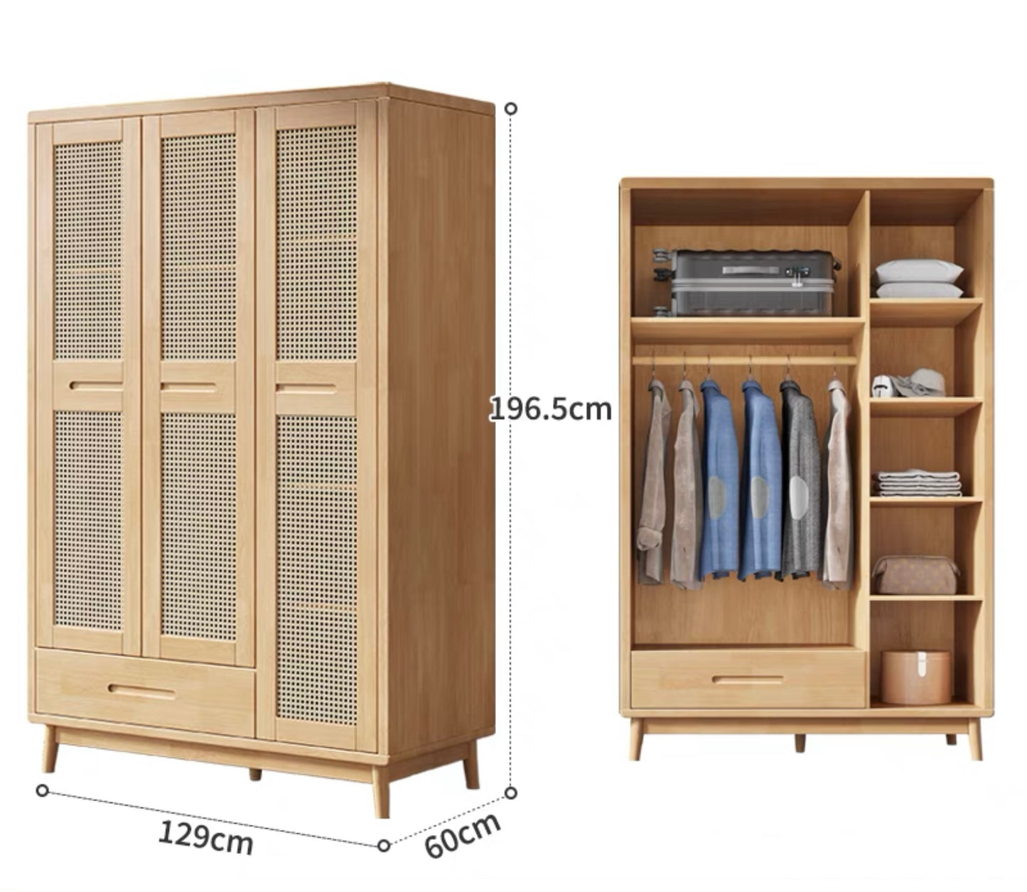 QS-11 rattan wardrobe with drawers 