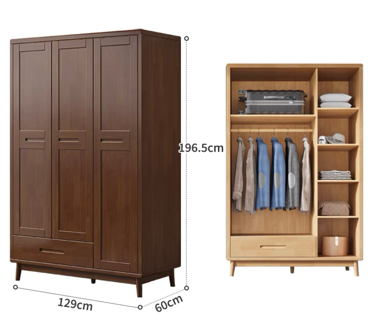 QS-11 rattan wardrobe with drawers 