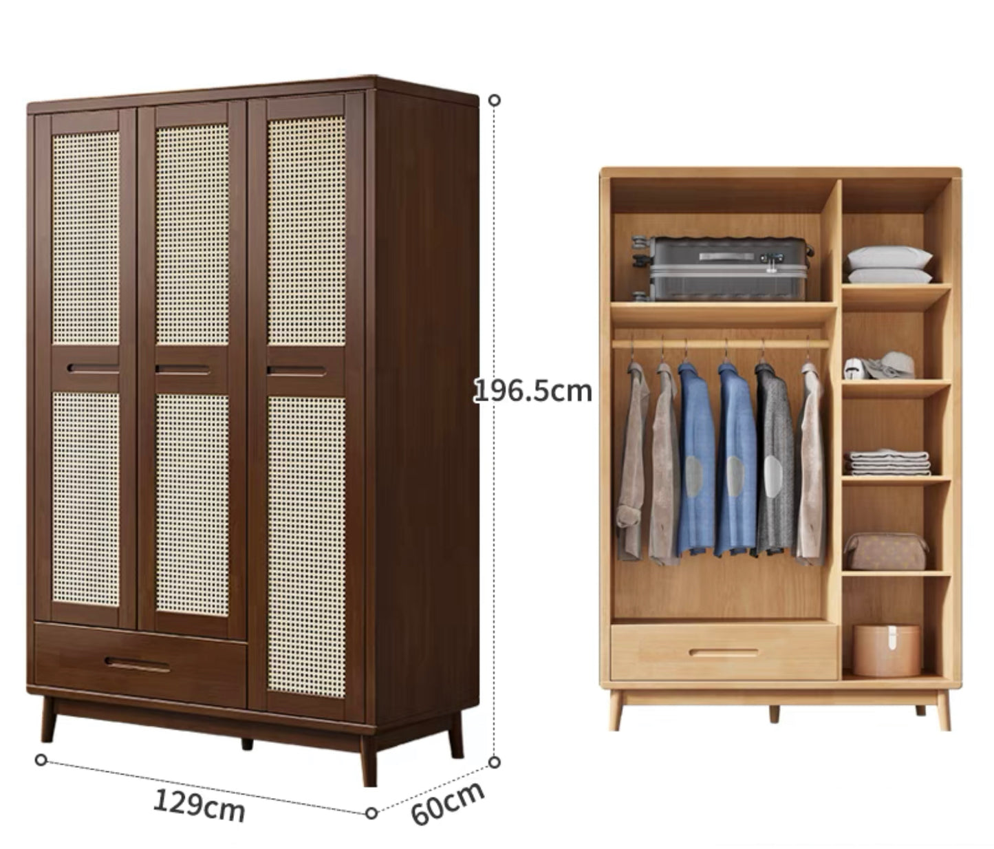 QS-11 rattan wardrobe with drawers 