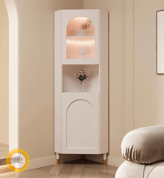 Cream style corner cabinet 