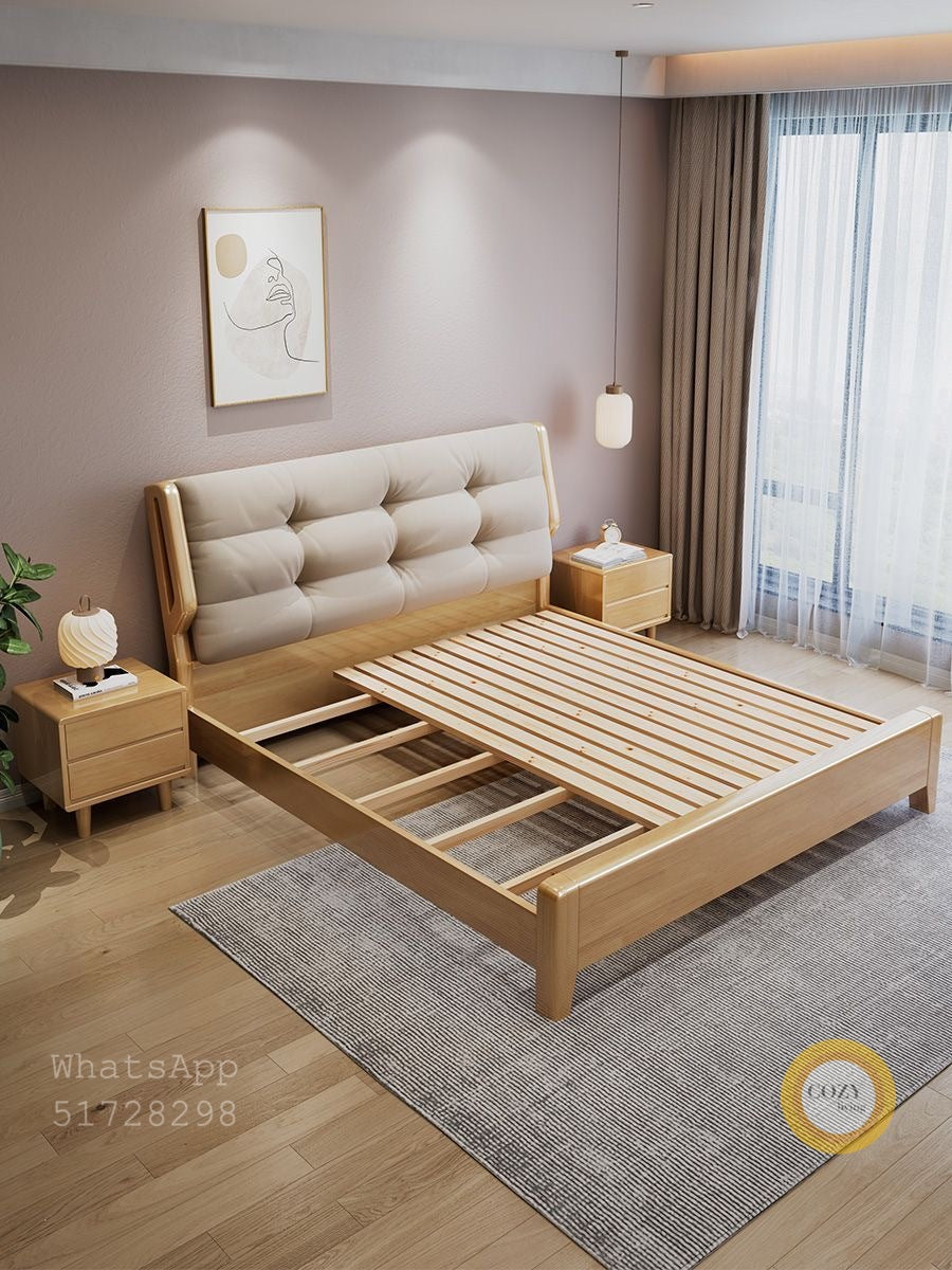 YF-106 Cloud cream style solid wood bed 