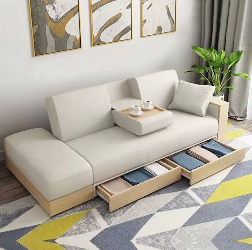 A225 FÖRTE Japanese-style multifunctional sofa bed with storage 