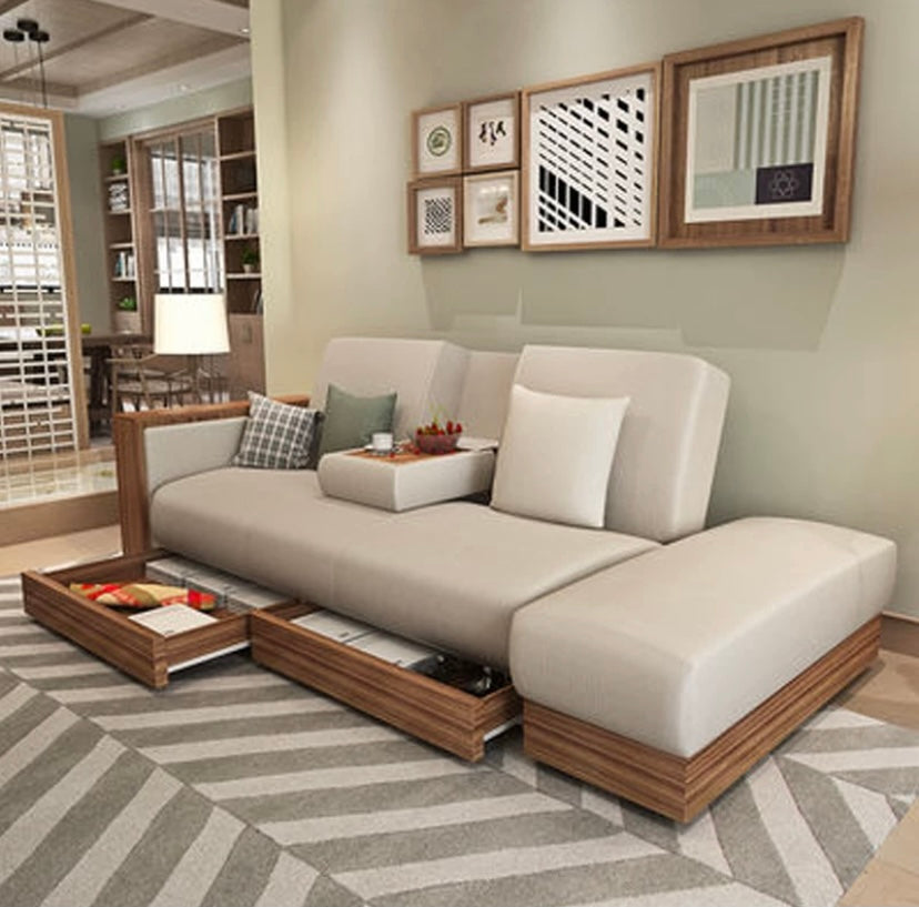 A225 FÖRTE Japanese-style multifunctional sofa bed with storage 