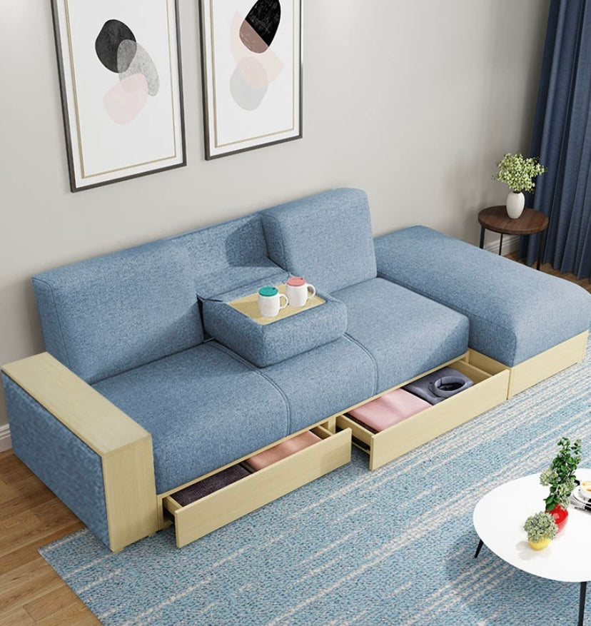 A225 FÖRTE Japanese-style multifunctional sofa bed with storage 