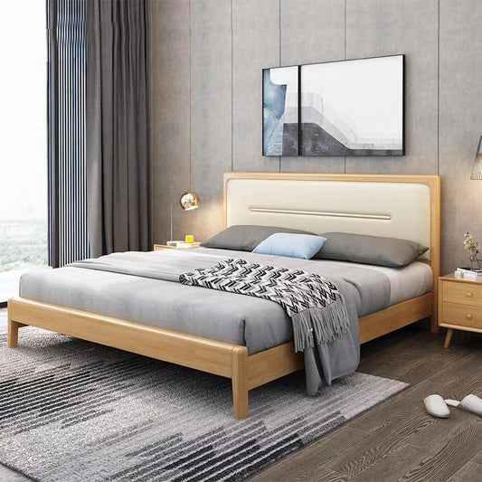 YF-901 Rounded Corner Soft Back Solid Wood Bed 