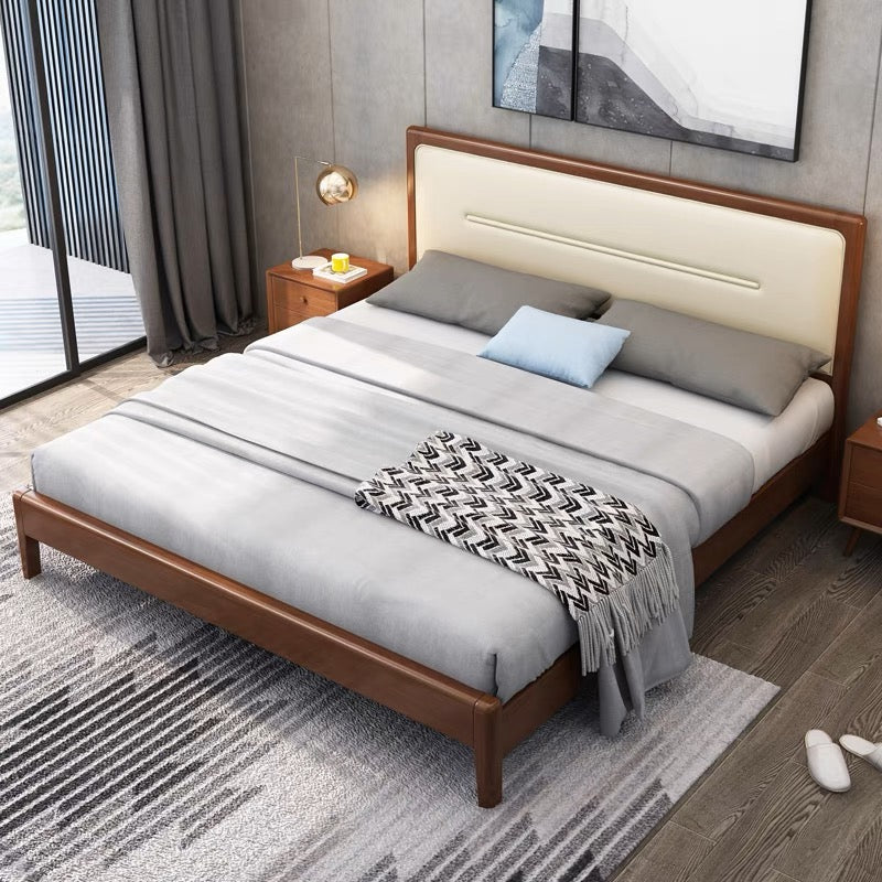 YF-901 Rounded Corner Soft Back Solid Wood Bed 