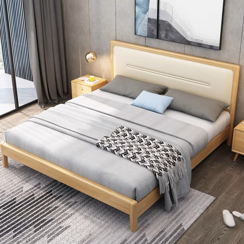 YF-901 Rounded Corner Soft Back Solid Wood Bed 