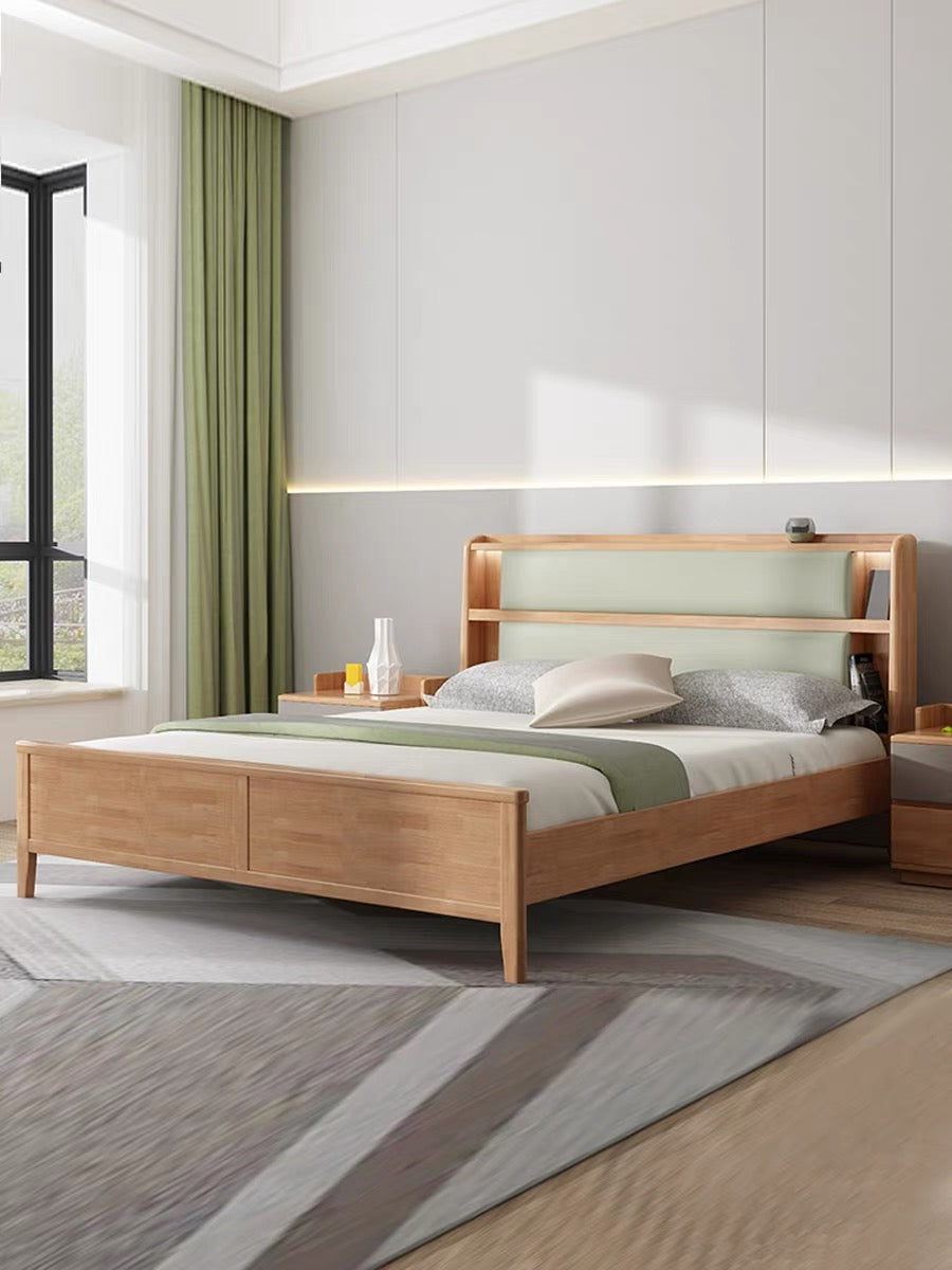 YF-1104 solid wood bed with USB socket 