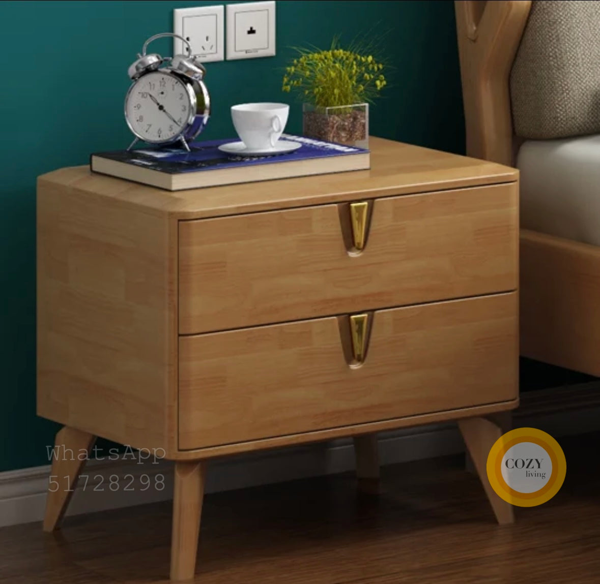 828 solid wood bedside table 