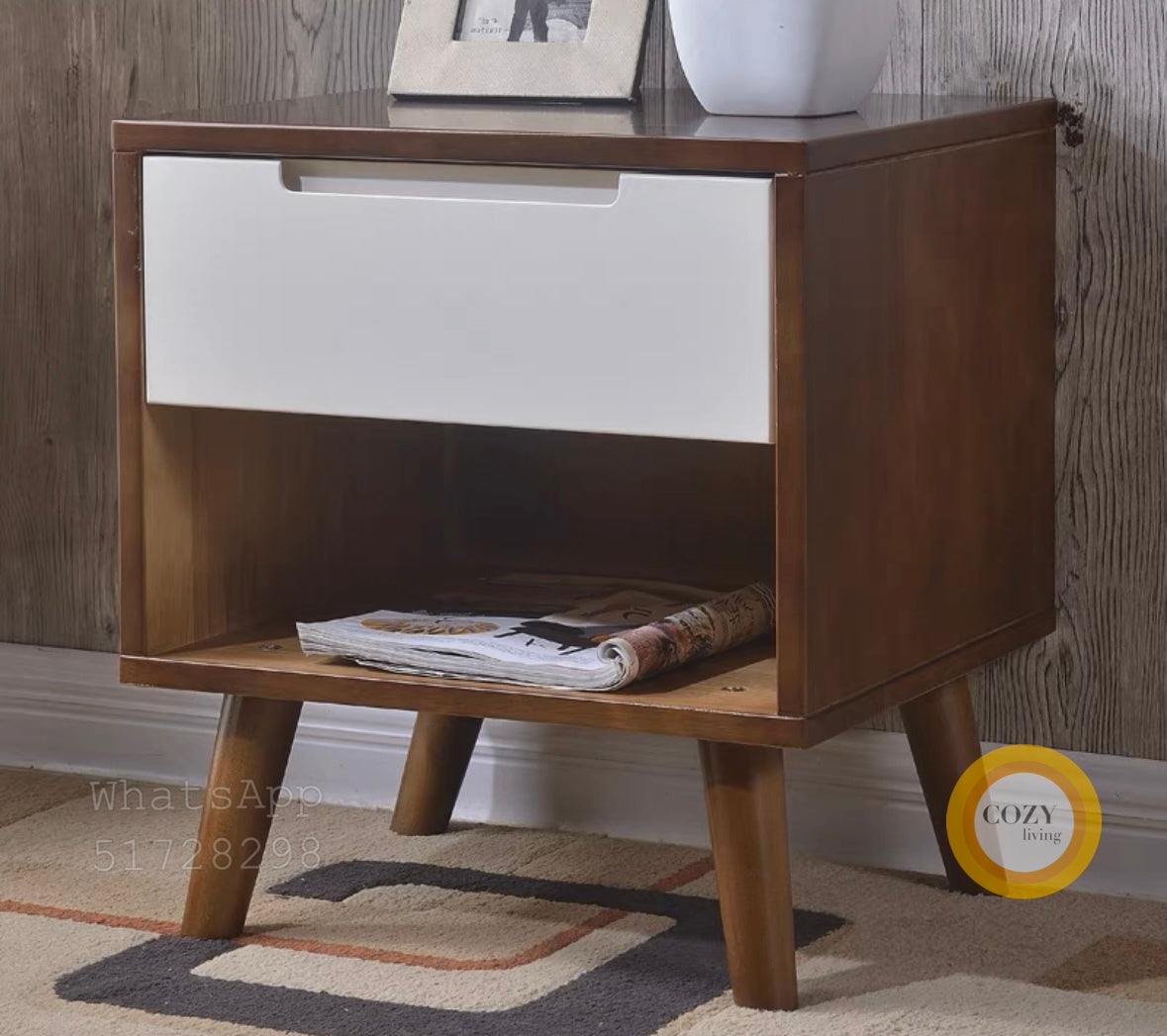W21 solid wood bedside table 
