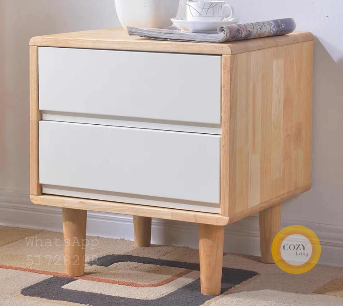 W22 solid wood bedside table 