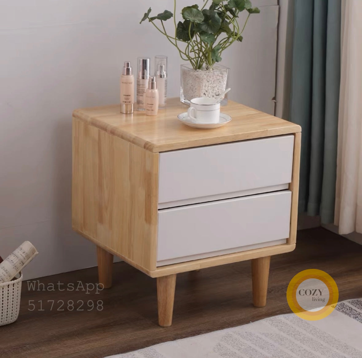 W22 solid wood bedside table 