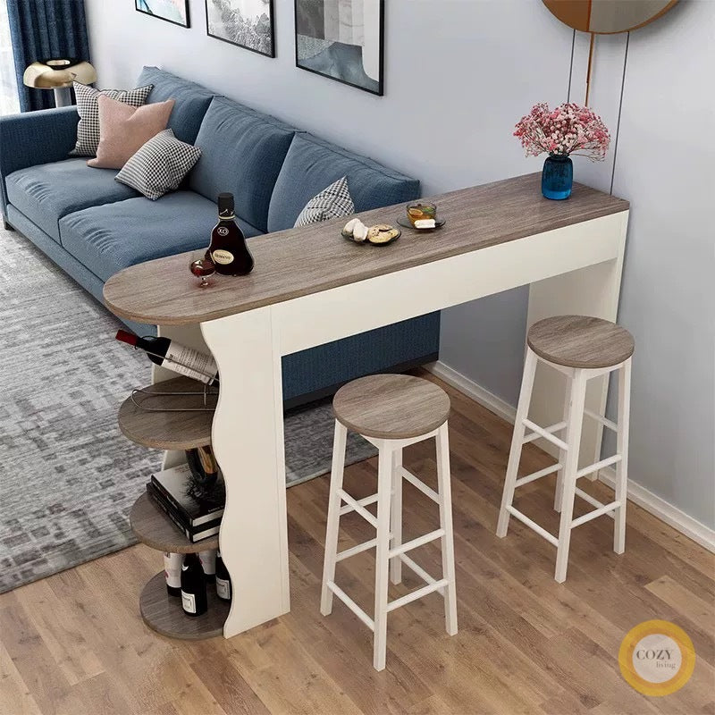 Set of bar counter and chairs