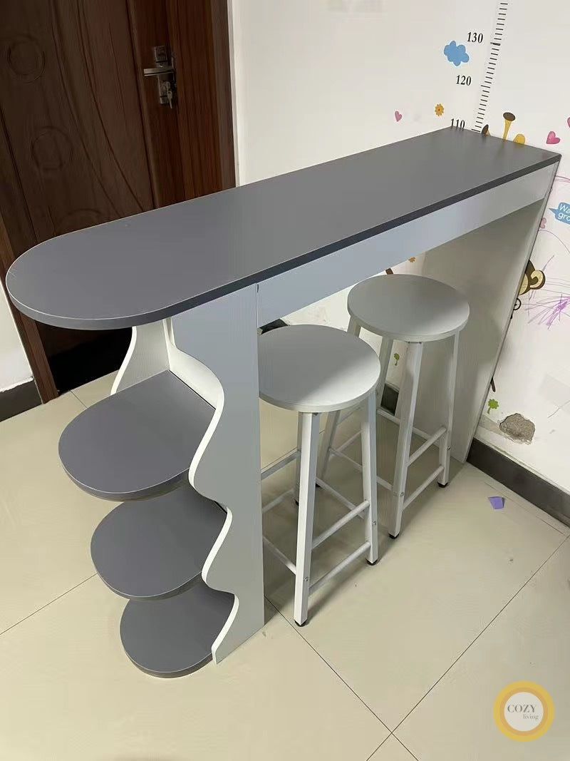 Set of bar counter and chairs
