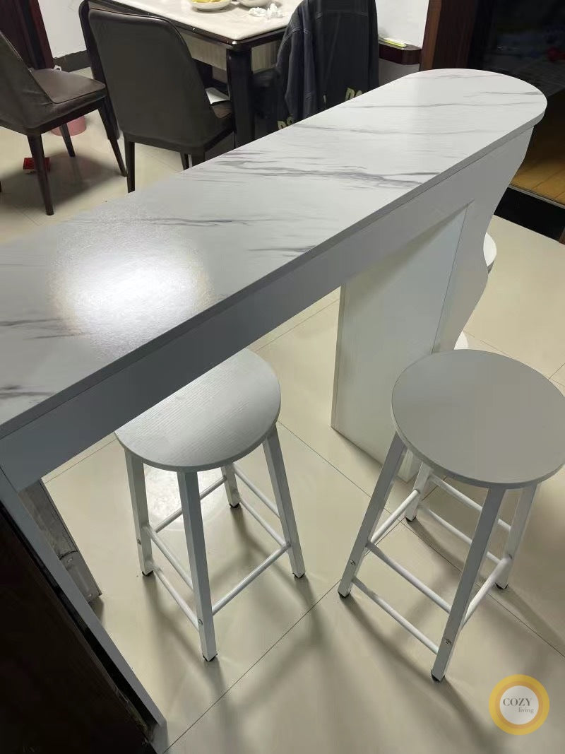 Set of bar counter and chairs