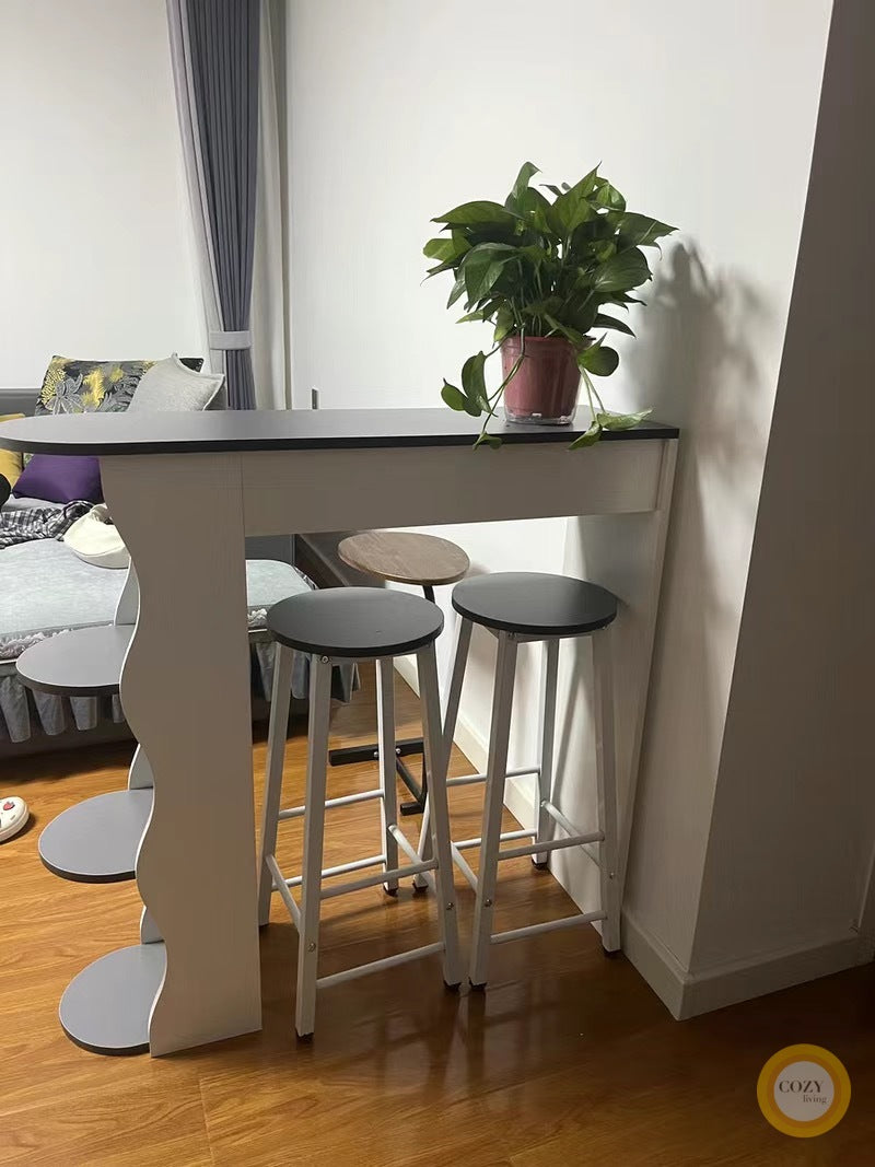 Set of bar counter and chairs