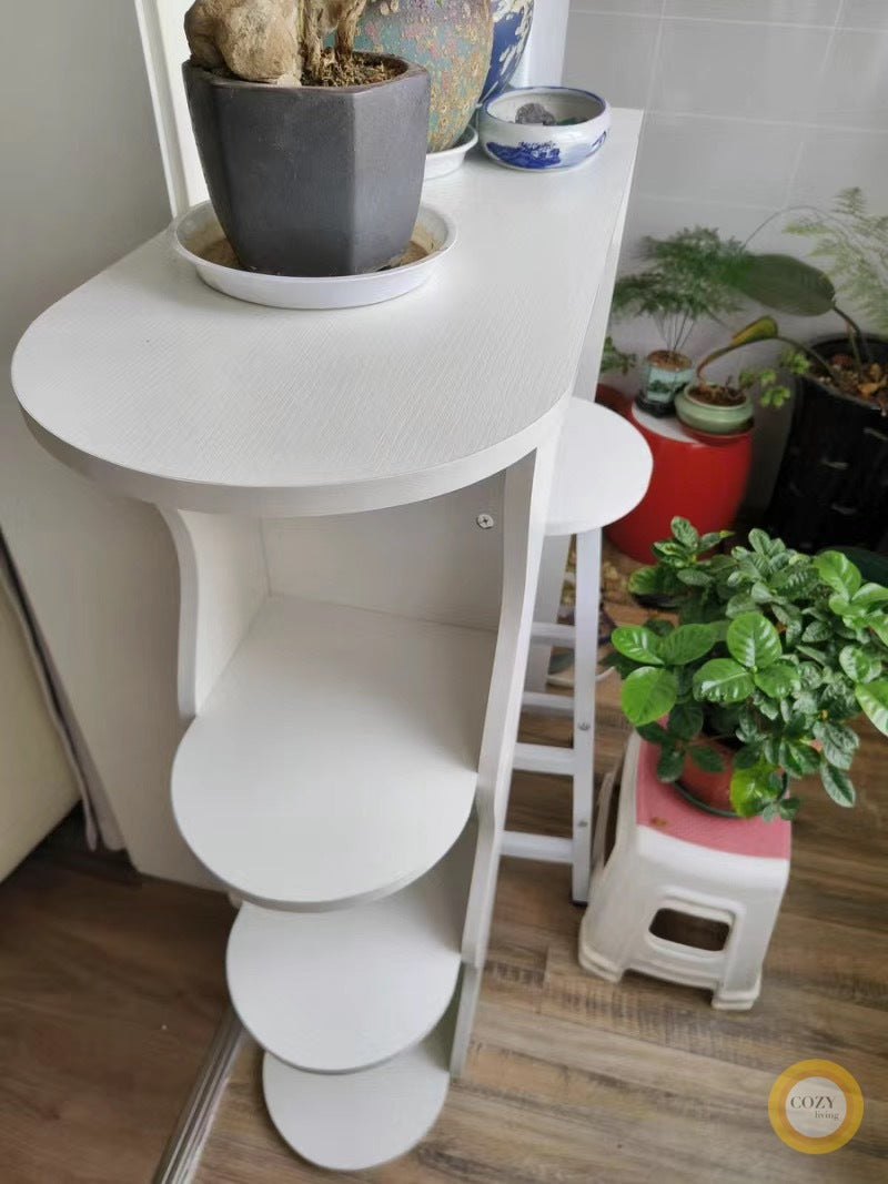 Set of bar counter and chairs