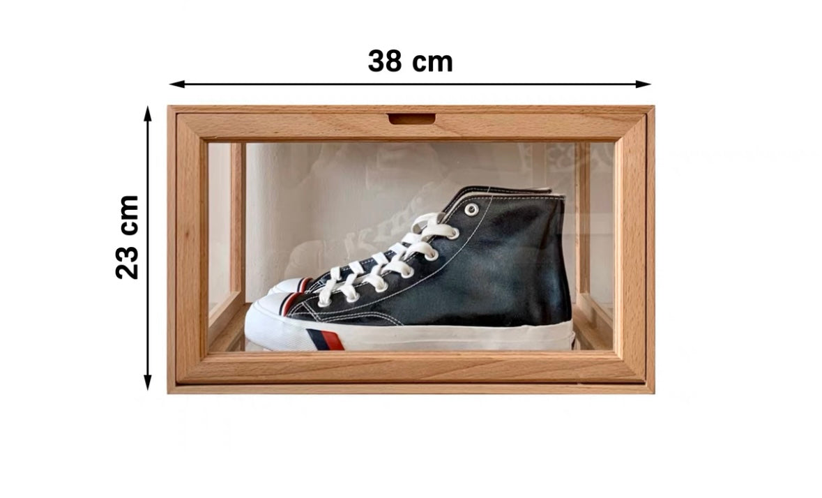 Solid wood transparent shoe box display box/free installation/magnetic door opening 