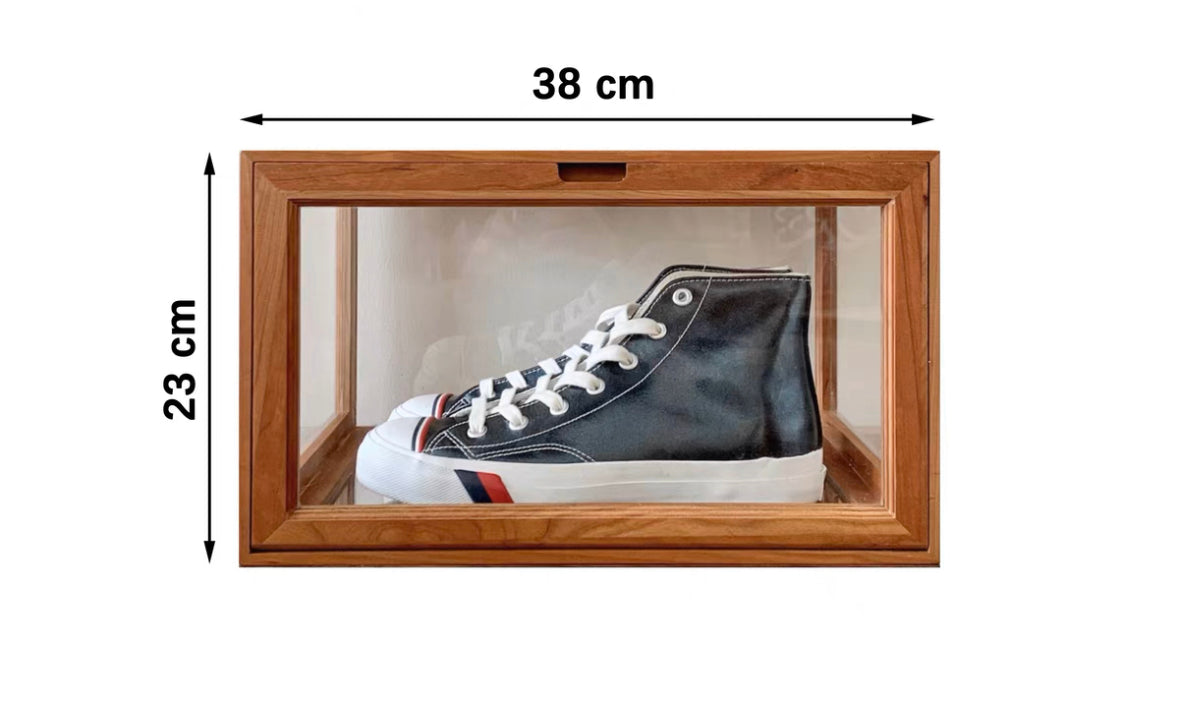 Solid wood transparent shoe box display box/free installation/magnetic door opening 