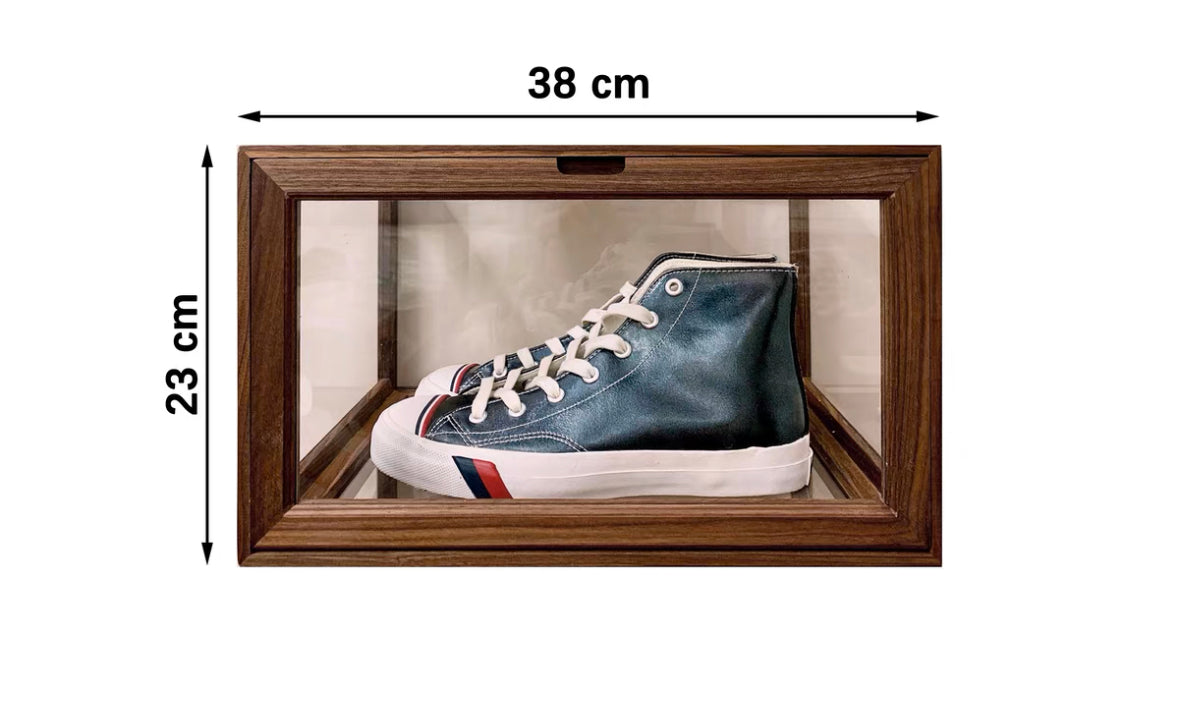 Solid wood transparent shoe box display box/free installation/magnetic door opening 