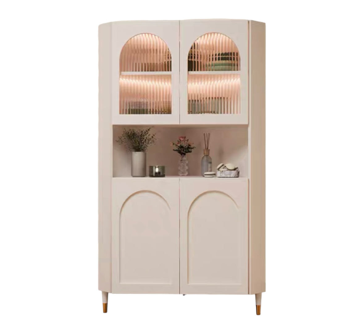 Cream style corner cabinet 