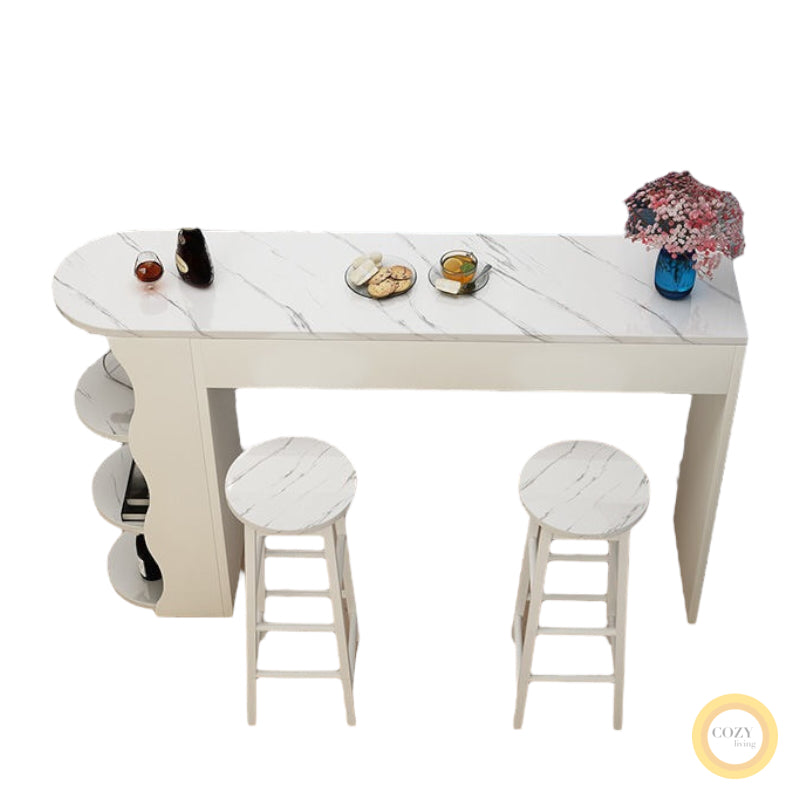 Set of bar counter and chairs