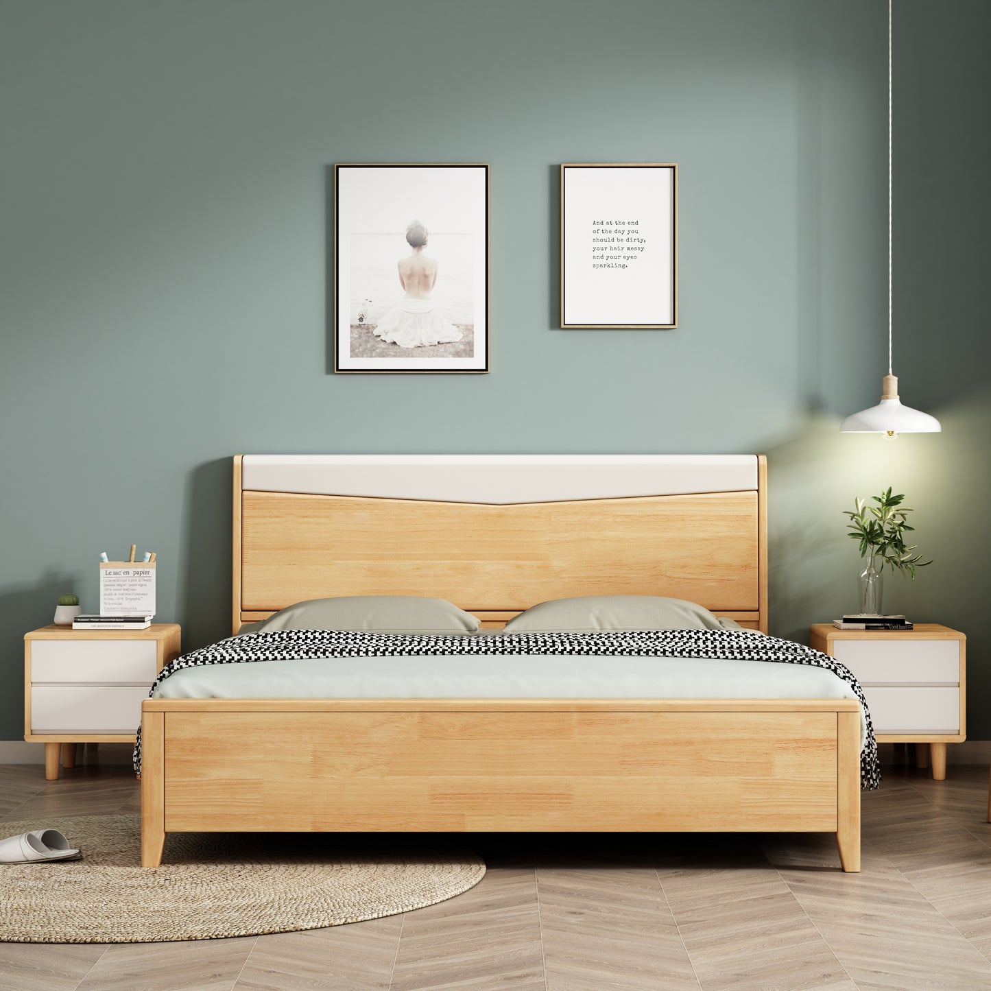 611 Nordic solid wood bed 