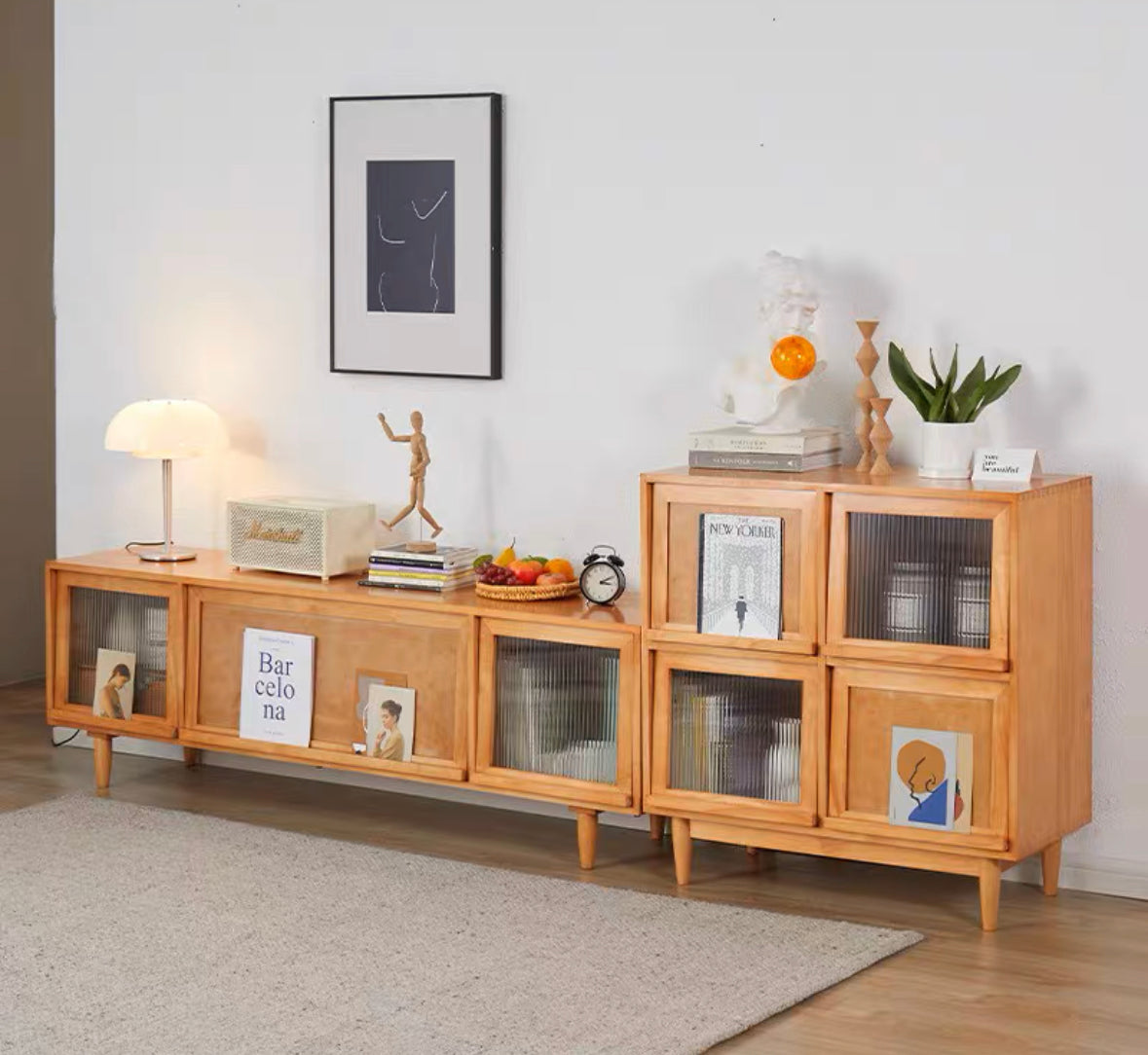 𝐙𝟎𝟑𝟖 Japanese style Changhong glass/rattan TV cabinet solid wood𝐭𝐯 𝐜𝐚𝐛𝐢𝐧𝐞𝐭 