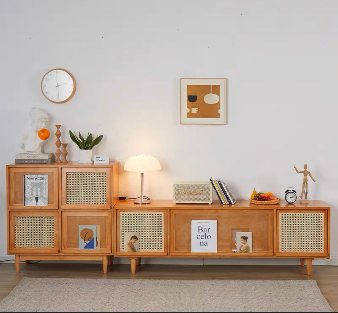 𝐙𝟎𝟑𝟖 Japanese style Changhong glass/rattan TV cabinet solid wood𝐭𝐯 𝐜𝐚𝐛𝐢𝐧𝐞𝐭 
