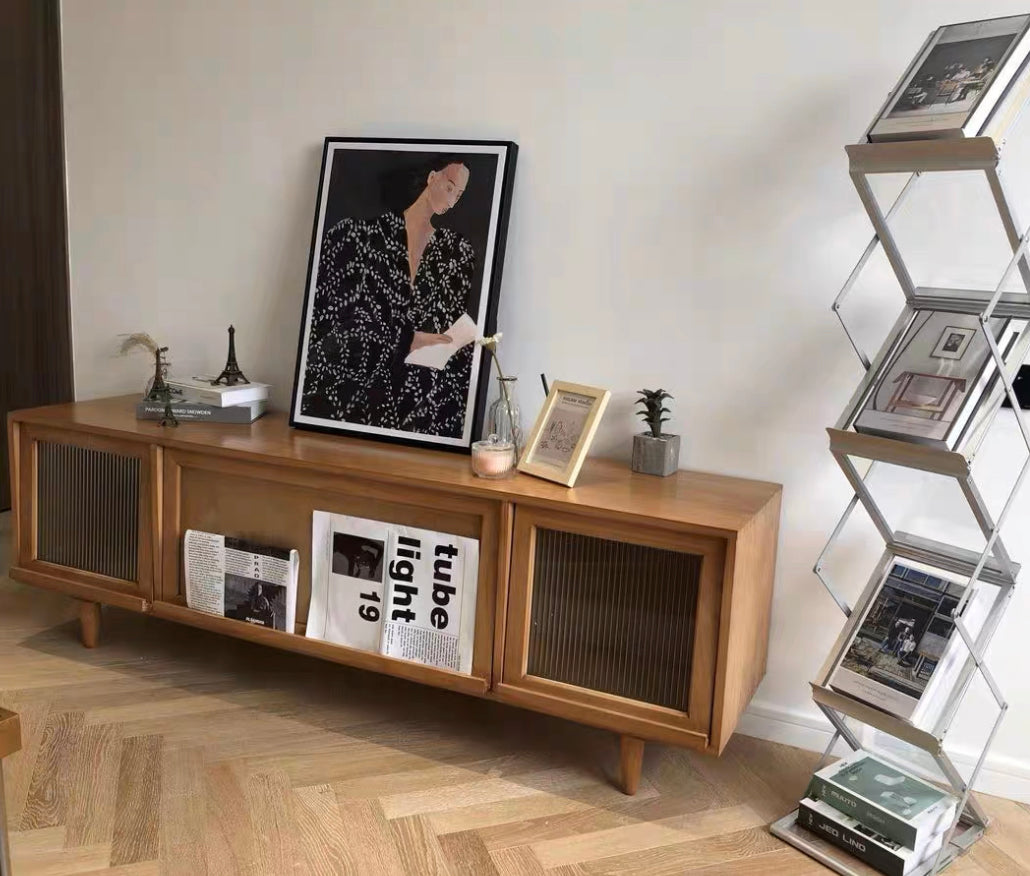 𝐙𝟎𝟑𝟖 Japanese style Changhong glass/rattan TV cabinet solid wood𝐭𝐯 𝐜𝐚𝐛𝐢𝐧𝐞𝐭 
