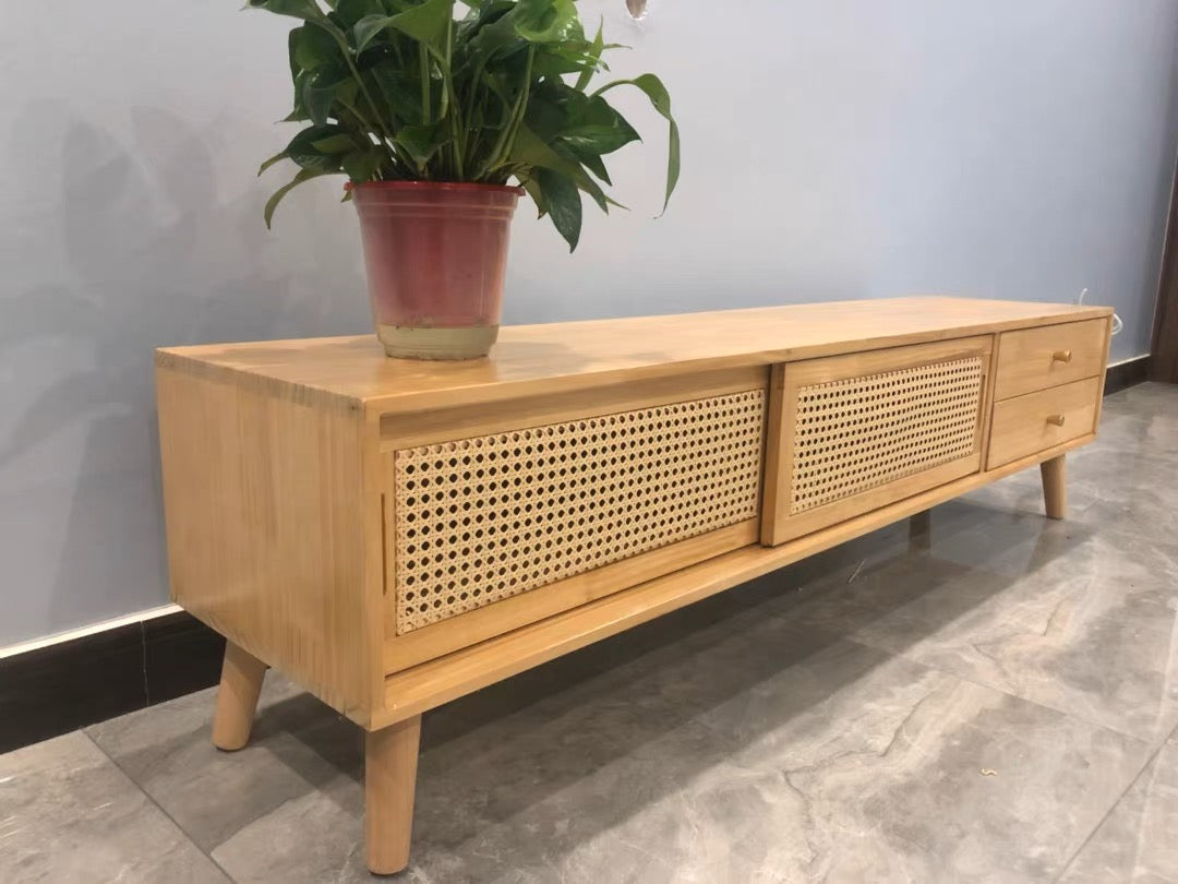 𝐙𝟎𝟕𝟖 Japanese rattan/Changhong glass TV cabinet solid wood𝐭𝐯 𝐜𝐚𝐛𝐢𝐧𝐞𝐭 