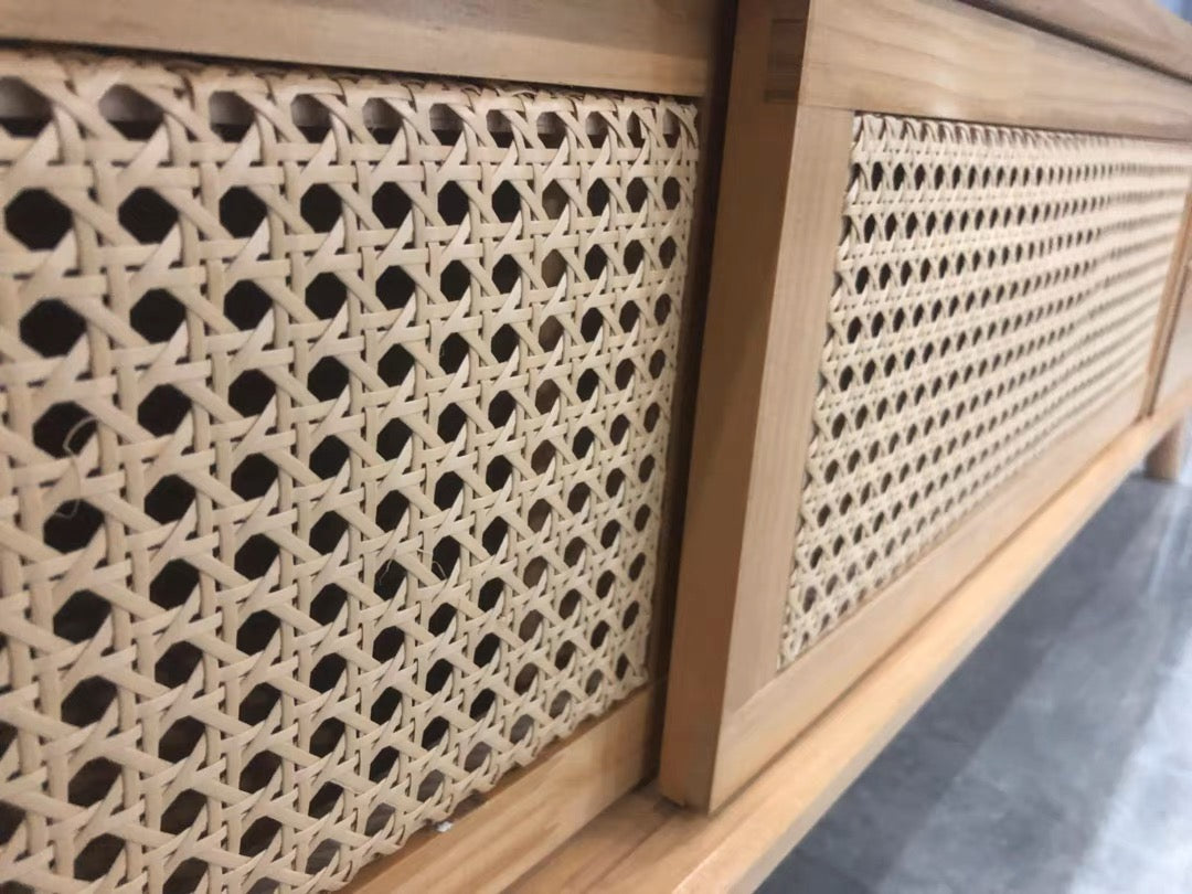 𝐙𝟎𝟕𝟖 Japanese rattan/Changhong glass TV cabinet solid wood𝐭𝐯 𝐜𝐚𝐛𝐢𝐧𝐞𝐭 