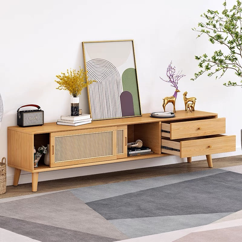 𝐙𝟎𝟕𝟖 Japanese rattan/Changhong glass TV cabinet solid wood𝐭𝐯 𝐜𝐚𝐛𝐢𝐧𝐞𝐭 