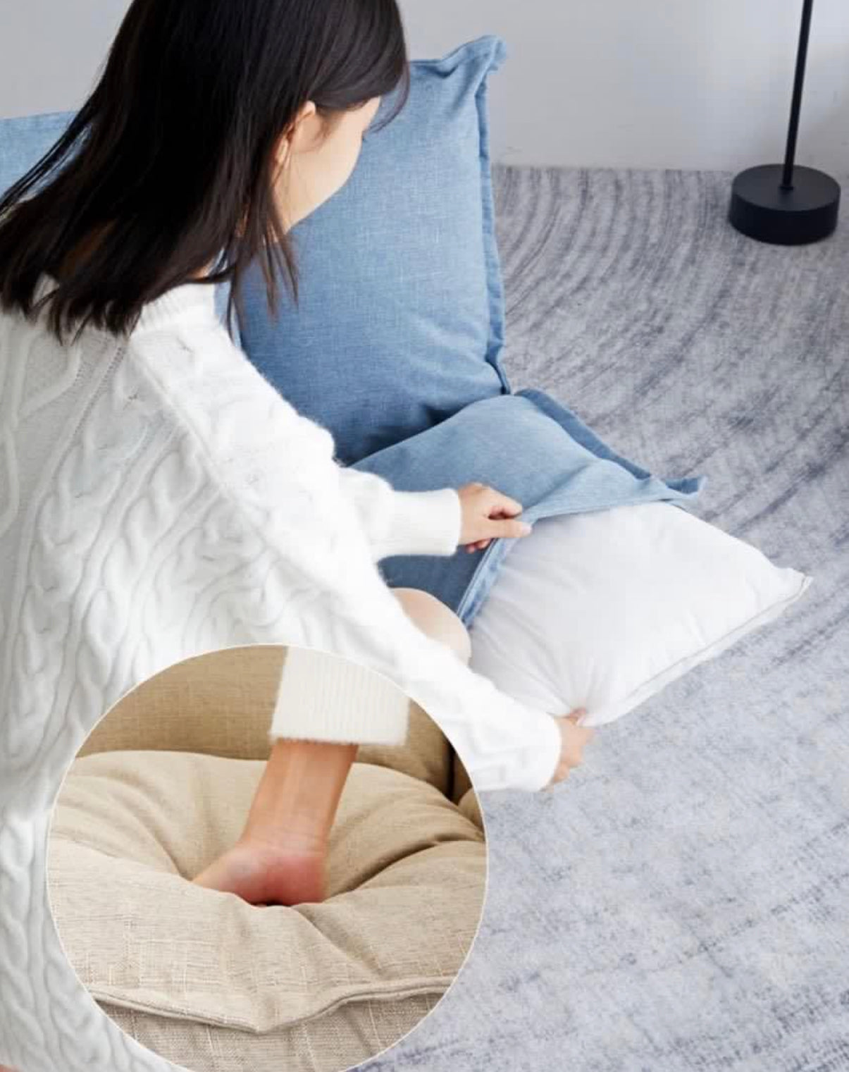 𝐂𝐎𝐙𝐘 𝐋𝐈𝐕𝐈𝐍𝐆 Linen Lazy Sofa